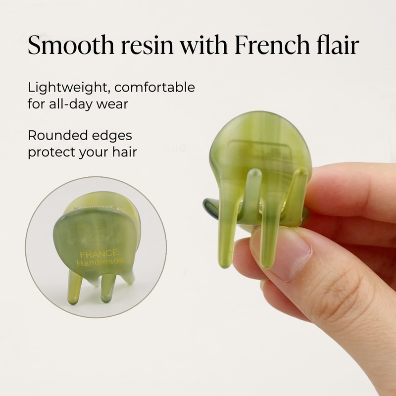 2PCS Mini Green Hair Claw Clips for Women, Tiny Acetate