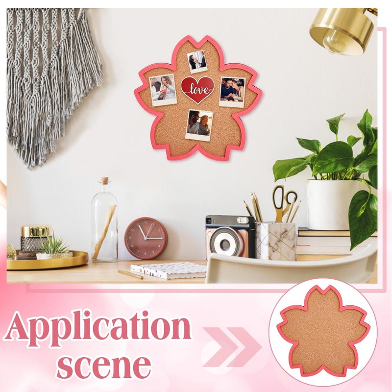 BENECREAT Cherry Blossom Pin Cork Board, 30x30cm Wall Mounted Corkboard