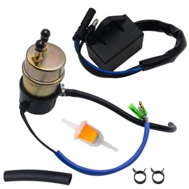 JDLLONG 49040-1055 12v Electric Fuel Pump for Kawasaki Mule 2510 3010 3000 3020 2500 2520 1000 (8mm In/Outlet) with 27034-1053 Fuel Pump Cut Off Relay