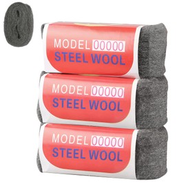Steel Wool, 3 Rolls 100g 00000 Steel Wool, Wire Wool Pads for Removal, Cleaning Plastic Blinds, Polished Waxed Wood, Cleans Glass, Garages and Gardens