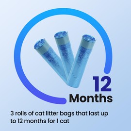 GKJ Cat Litter Refill Bags, 48pcs for Up to 12-Month Supply, Replaced Cat Waste Bags for Litter Trash Can, 7-Layer EVOH Odor Control, One-Pull Seal, No Twisting, No Tying