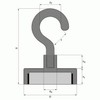 Hook Magnet Diameter 48 mm Neodymium Zinc Holds 81 kg,