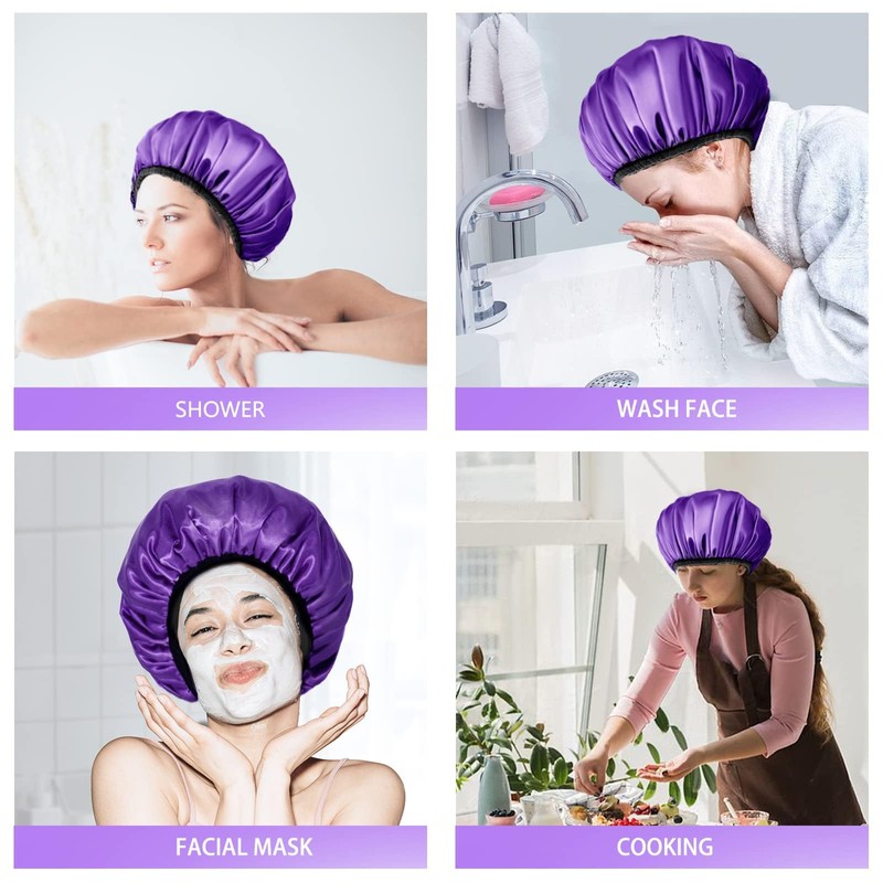 Aquior Gorro de ducha, gorro de ducha para mujer, reutilizable,