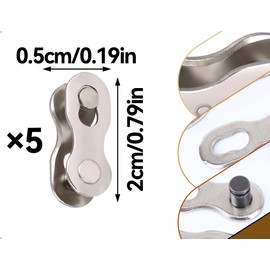 Emezddo 5 Pairs of Chain Locks, Reusable for 6-7-8/9/10/11 Bicycle Chain, Used for Bicycle Travel, Home, Repair Workshop, Competition and Training (Silver)