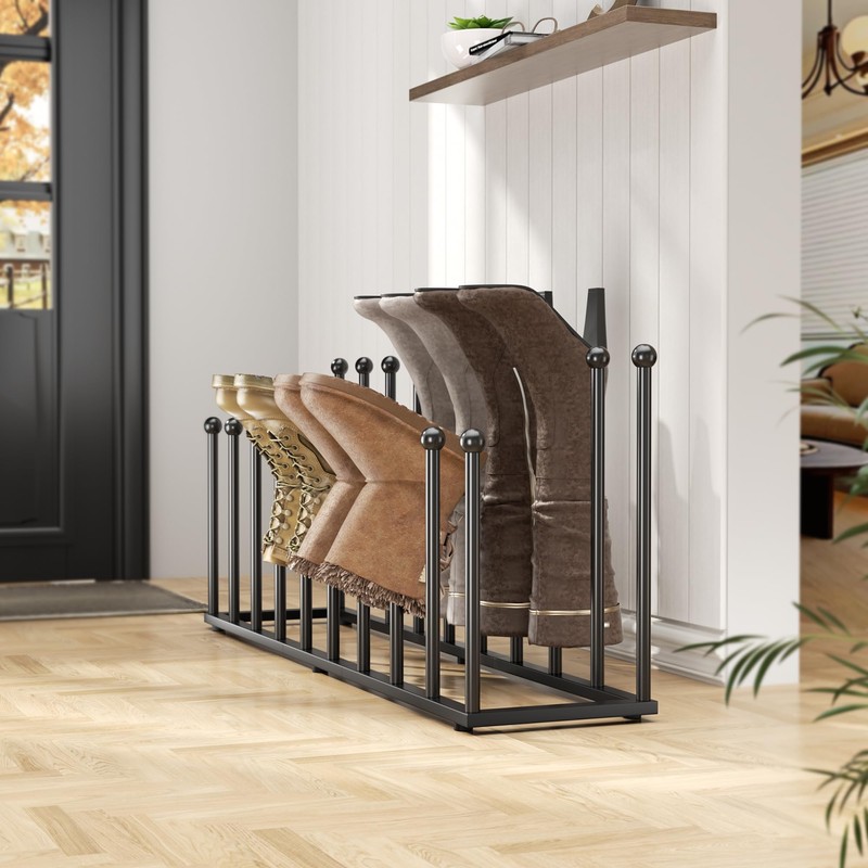 pickpiff Free Standing Shoe Racks - Black Metal Boot Rack