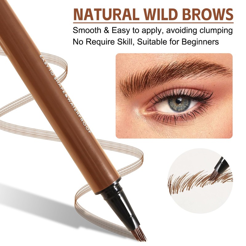 Boobeen Liquid Microblading Eyebrow Pencils, Waterproof Eyebrow Pen for Natural