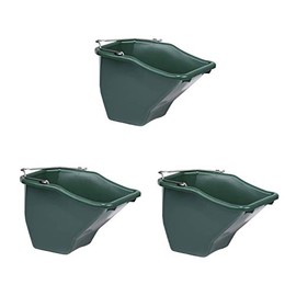 Little Giant 10-Quart Plastic Flat Back Angular Livestock Feed Bucket for Horses, Cattle, and Other Livestock, Green (3 Pack)