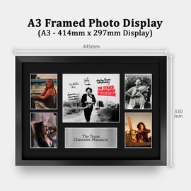 HWC Trading The Texas Chainsaw Massacre 1974 Gifts Printed Signed Autograph Presentation Display Montage for Movie Memorabilia Fans - A3 Framed