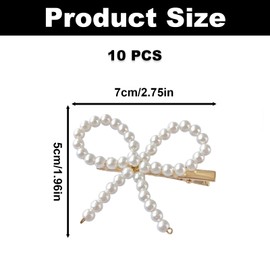 10PCS Pearl Bow Hair Clips, Elegant Bow Hair Pins, Non-Slip Duckbill Hair Clips, Golden Decorative Pearl Bobby Pins, Cute Hair Barrettes Accessories for Women.