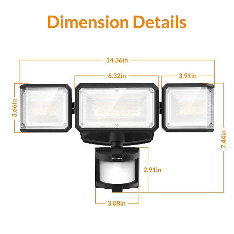LEPOWER Battery Powered LED Flood Light Outdoor,1500LM Motion Sensor Security