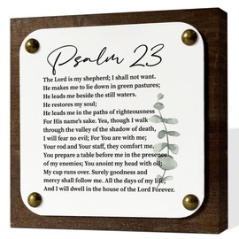 Religious Decor, Bible Verse Decor, Psalm 23 Sign, Wooden Box Sign Decor Art, Scripture Table Decor, Inspirational Christian Sign, Rustic Decoration for Home Office, Church Decor Ornaments