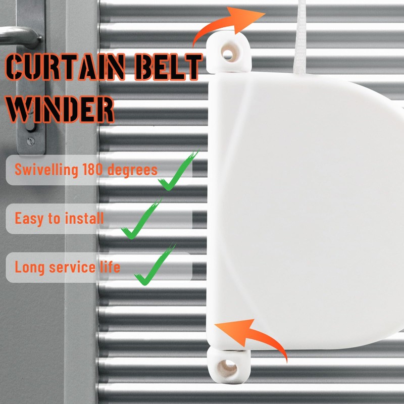 badaren Roller Shutter Belt Winder, Screw-On Winder -180° Rotation -