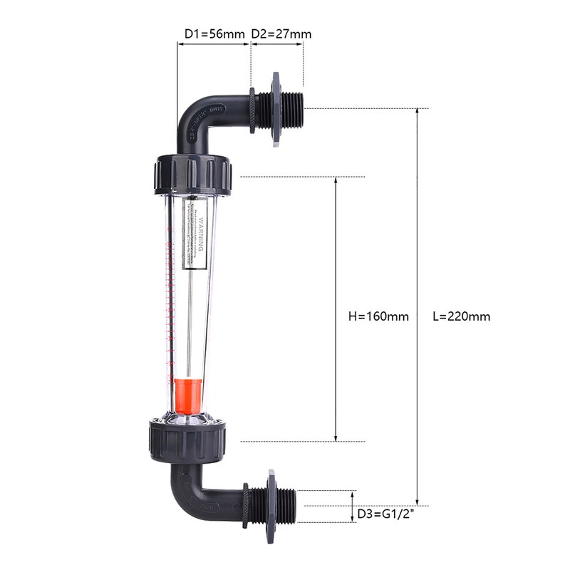 LZS-15W Elbow Liquid Flowmeter ABS Plastic Tube Type Waterflow Meter