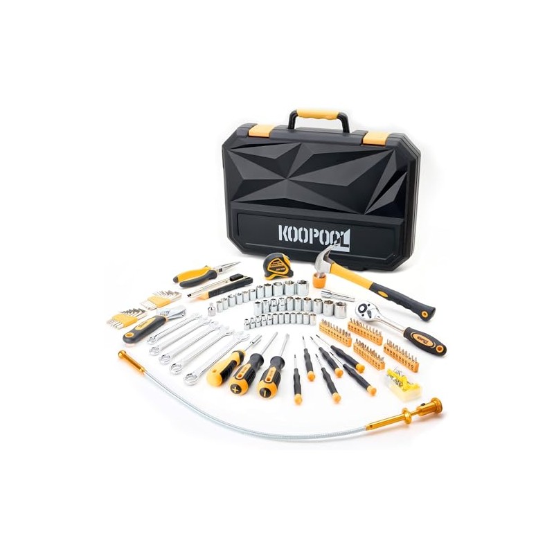 KOOPOOL Tool Set, Tool Box Kit for Mechanic and Car,