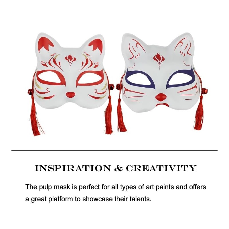 10pcs Cat Masks Therian Masks made of White Paper for