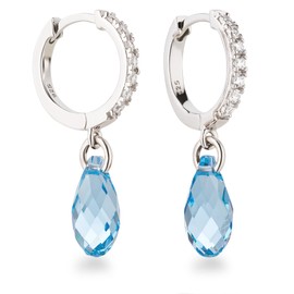 Schöner-SD Hoop Earrings with Crystal Drops 925 Silver, Glass