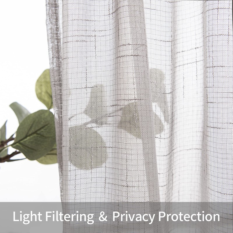 MIULEE Half Window Linen Sheer Curtain Valance Elegant Short Semitransparent