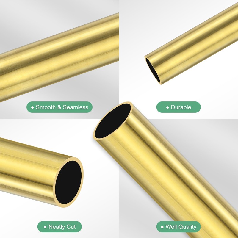 M METERXITY 10-Pack 30mm Brass Round Tubes, 2mm Outer Diameter