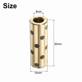 sourcing map 3pcs Sleeve Bearings 8mm Bore x 15mm OD x 45mm Height, Wrapped Oilless Bushings Brass Graphite, JDB Oilless Graphite Lubricating Cast Brass Bushing