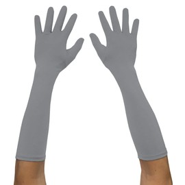Seeksmile Adult Spandex Elbow Length Costume Gloves (Free Size, Gray)