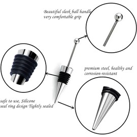 ENLAYER Wine Stopper Bottle Stopper, 50Pcs Stainless Steel Wine Stoppers, Reusable Wine Corks for Beverage, Silicone Wine Stopper For Gifts, Holiday Party, Wedding, Bar