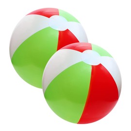 PENTA ANGEL Beach Balls 2PCS 12 Inch Inflatable/Blow Up Classic Rainbow Color Summer Swimming Pool Party Favors Water Toy Beachball for Women Men Adults Playing (Red&Green&White, 12 Inch)