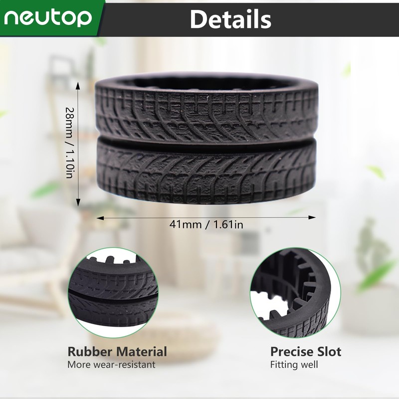 Neutop Replacement Rubber Wheel Tires Compatible with iRobot Braava Jet