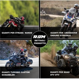 TLA RAM Motorcycle gloves with CE knuckle protection, sizes up to 5XL for men & women. Breathable, touchscreen, for motorbikes, scooters, quads. High impact protection, mid-season use.