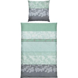 REDBEST Bed Linen Microfibre Satin Mint Grey Size 135 x 200 cm (80 x 80 cm)