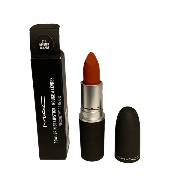 Mac Powder Kiss Lipstick 316 Devoted to Chili  full size / New 100% Authentic