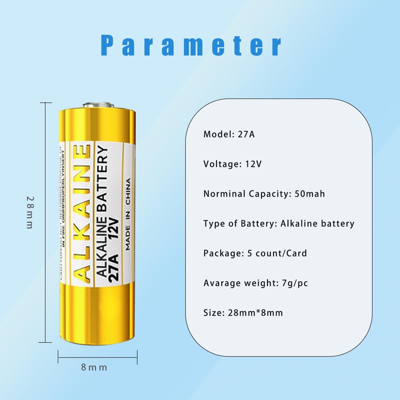 HoootCell A27 Battery, 27A 12V Alkaline Batteries Long-Lasting 12 Volt