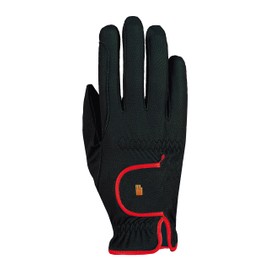 Roeckl Sports equestrian gloves LONA, ladies summer riding glove, black/red 6