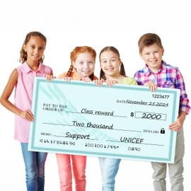 Reusable Large Check Big Check - 30" x 16" Giant Dry Erase Checks for Presentations, Novelty Oversized Blank Checks,Large Fake Checks for Donation, Awards,Fundraisers