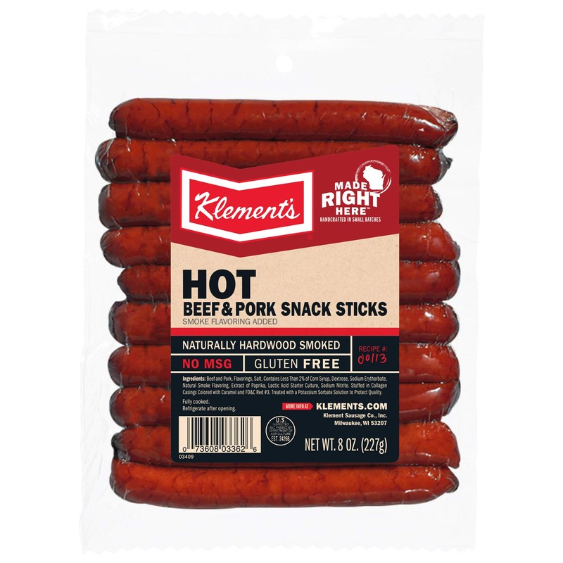 8oz Klement's Hot Snack Sticks, Pack of 1
