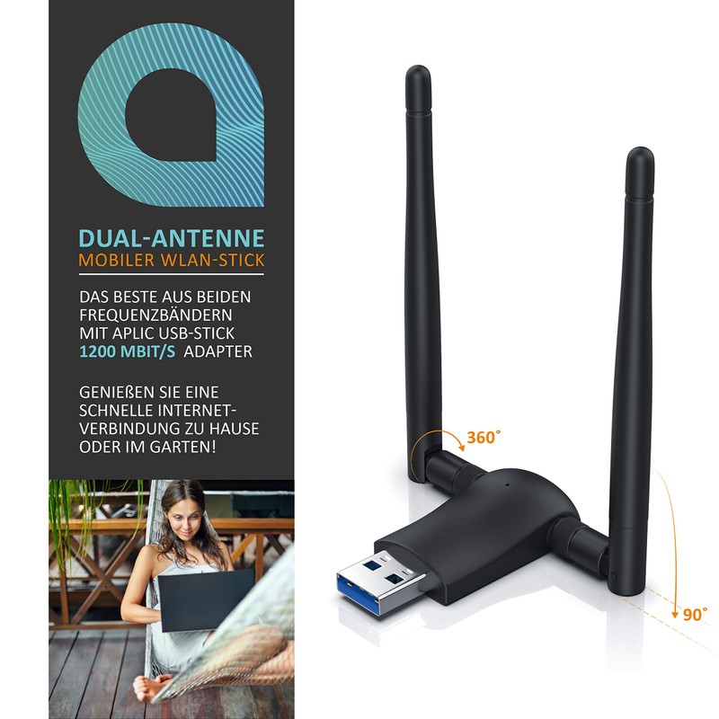 CSL - WLAN Stick 1200Mbit/s WiFi Dual Band Adapter 5GHz