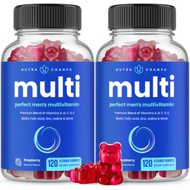 NutraChamps Multivitamin for Men, 240 Count, Vitamins A, B, C, D, E, Biotin, Zinc, Mens Gummy Multivitamins Supplement, Chewable Daily Multi Gummy Vitamins for Men (Pack of 2)