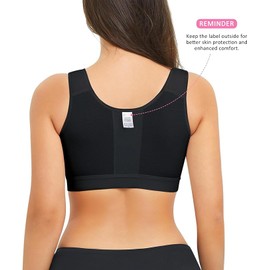 Nebility Zip Front Closure Sports Bra for Women Everyday Support Bra Compression Workout with Adjustable Straps Wirefree Black