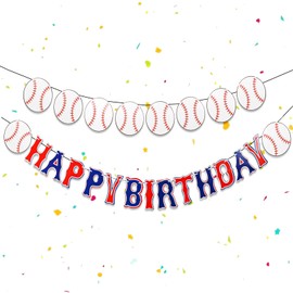 Red Blue White Baseball Birthday Banner Baseball Banner for Baseball Party Decorations Sports Birthday Party Decorations Baseball Party Supplies