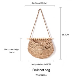 dancepandas Hanging Fruit Basket, Vegetable Basket, Braided Bohemian Storage for the Ceiling, Fruit, Space-Saving in Kitchen