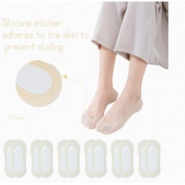 Ninever 6 Pairs No Show Socks Women Nylon Ultra Low Cut Non-Slip Thin Liner Socks Invisible Hidden Socks for Flats (US, Numeric, 5, 8, Regular, Regular, Cornsilk 6 Pairs)