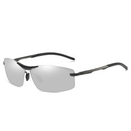 VILISUN Men's Polarized Sports Sunglasses, Ultra Lightweight Metal, UV400, UV Protection, Day and Night, Bicycle, Driving, Fishing, Golf, Color Changing Dimming Lens, silver lens