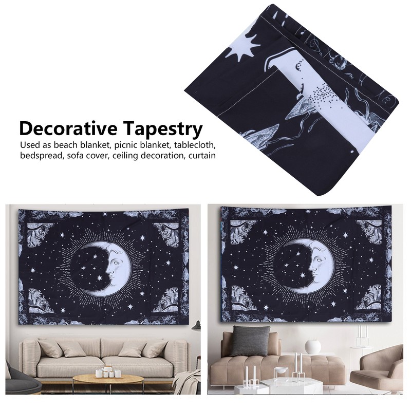 Wall Hanging Tapestry MoonPattern Background Decoration for Living Room Bedroom(150x130cm