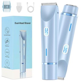 2 in 1 Electric Glow Shaver, Portable Bikini Trimmer for Women, Dual Head Rechargeable Electric Razor, IPX7 Waterproof Wet & Dry Use Legs Body Pubic Hair Trimmer for Men Women Christmas Birthday Gifts