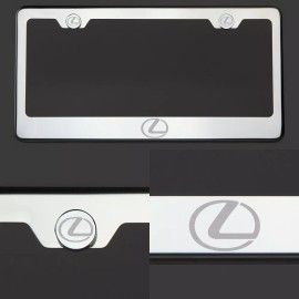 KA T304 SS Chrome Polished Lexus Logo Laser Etched Engraved license Plate Frame Tag