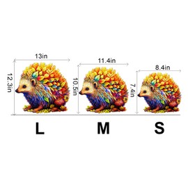 Blumuze Wooden Puzzle Adult 300 Pieces, Hedgehog Wooden Puzzle, Unique Animal Shape Puzzle Pieces, Puzzle Wooden Adult with Wooden Gift Box (L-34 x 31.4 cm)