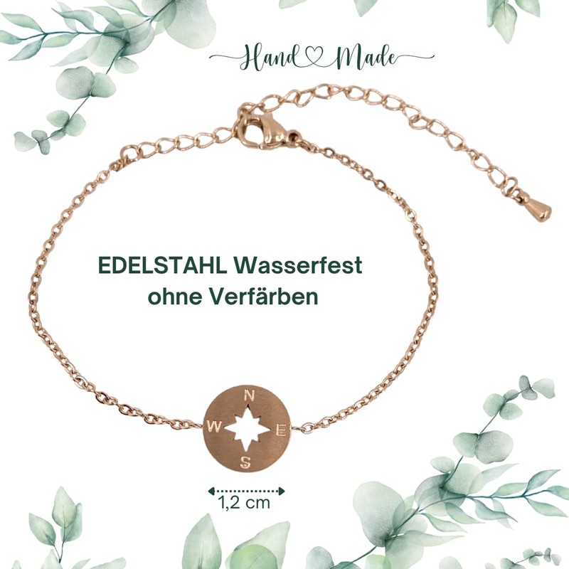 ONDEGO® GESCHENK Kompass Glücksbringer Motivation Erfolg beste Freundin Armband Freundschaftsarmband