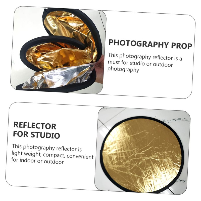 TEHAUX 2Pcs Photography Light Reflector Gold Silver Collapsible Disc for