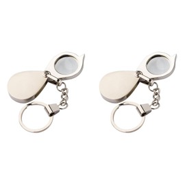 Healeved 2pcs Mini Portable Foldable Pocket Magnifier Keychain Loupe Magnifier for Reading Jewelry Stamps and More Compact Eye Loupe Keyring