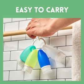 Doico 4 Pack Hangable Leak Proof Silicone Travel Bottles for Toiletries - TSA approved Travel Containers for Shampoo, Conditioner and Bodywash - Easy to Carry and Reach (2oz)