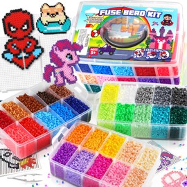 FUNZBO 32000 5mm Fuse Beads Kit - 32 Colors, Christmas Gifts Arts and Crafts for Kids, Toys Set, Art Decorations for Room, Gifts for Girls and Boys Age 5+